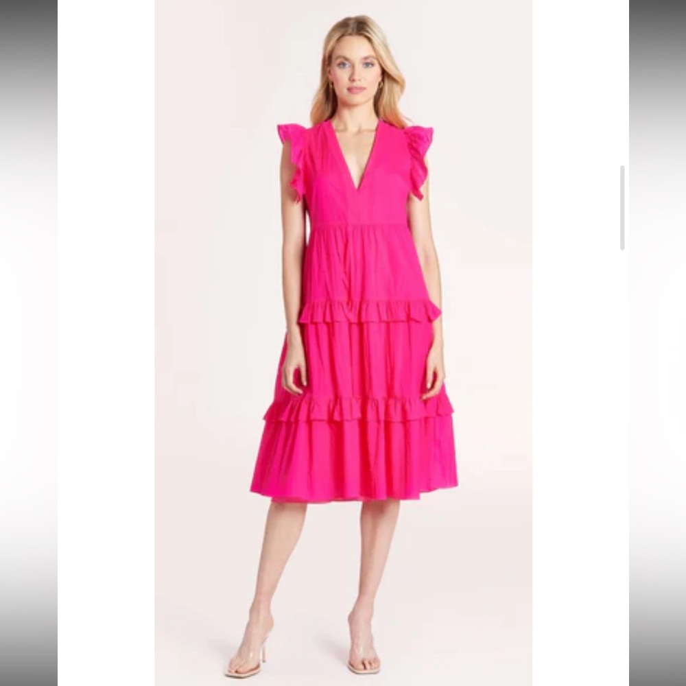REVOLVE Amanda Uprichard Chamomile Midi Dress Hot Pink / Fuschia XS